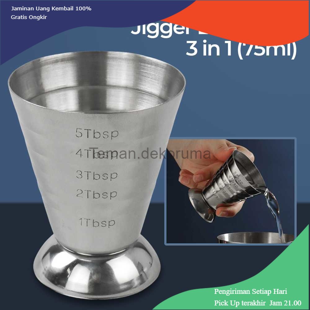 TD - DPR JHMech Gelas Ukur Bartender Multilevel Jigger Bar Stainless 3in1 75ml - 304