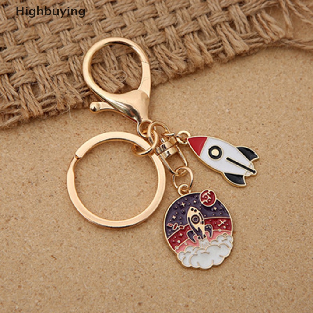 Hbid Kartun Roket Cosmonaut Gantungan Kunci Metal Universe Spaceman Astronot Key Ring Glory