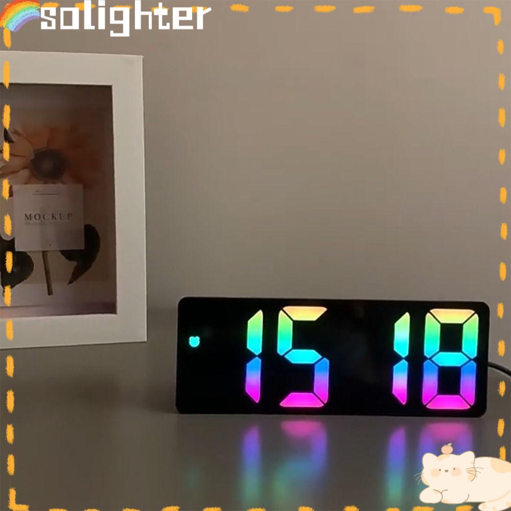 Solighter Jam Weker Dekorasi Rumah Backlight Suhu Kalender Angka Clock LED Digital