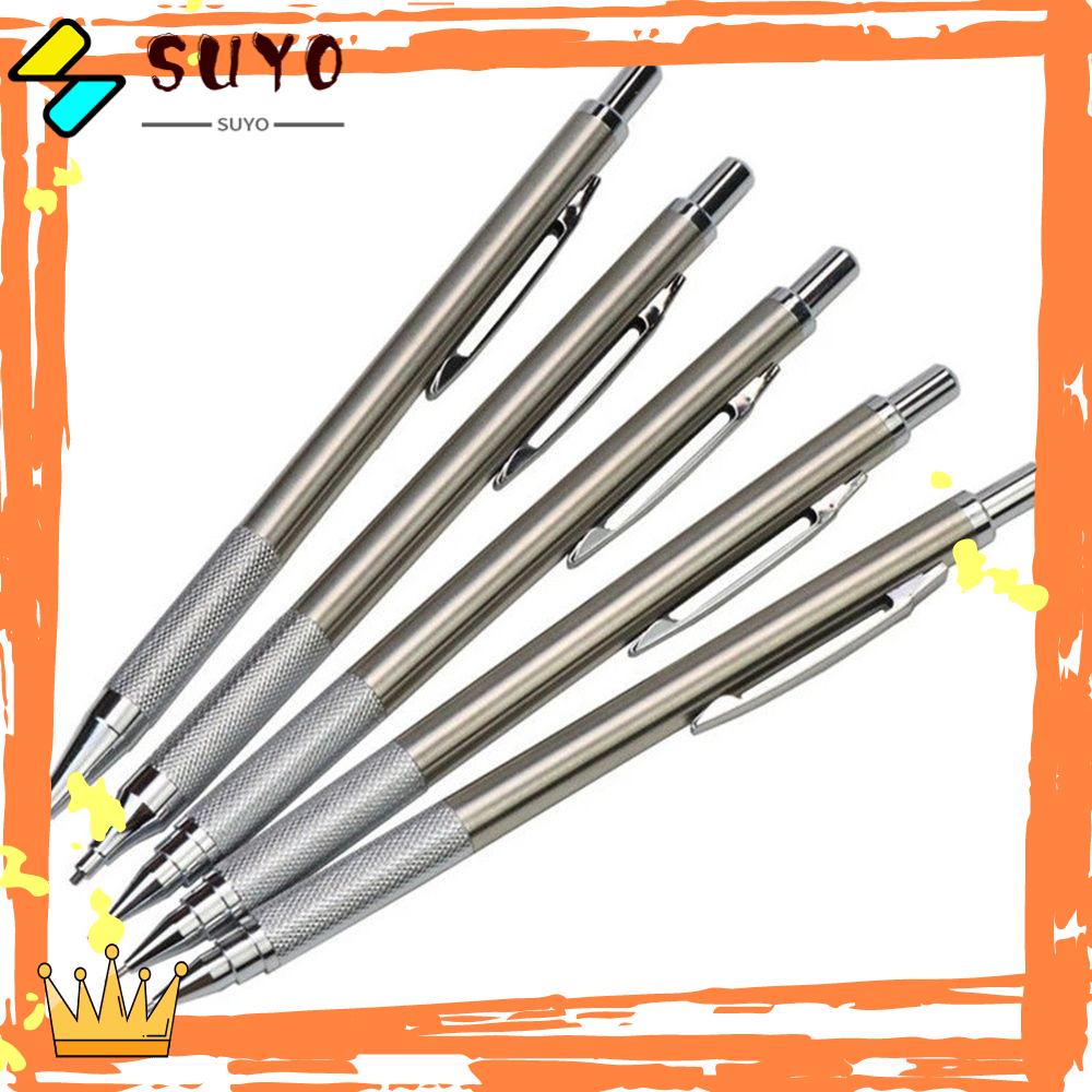 Suyo Pensil Otomatis Kantor Sekolah Untuk Siswa Menggambar Stainless Steel 0.3/0.5/0.7/0.9/1.3/2.0/3.0mm Pensil Mekanik