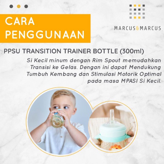 Marcus &amp; Marcus | PPSU Transition Trainer Bottle 300ml | Whale Pink