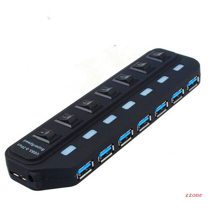 Zzz 7-port USB3.0 Hub Dengan Saklar On Off USB Splitter Adaptor Expander Multi port