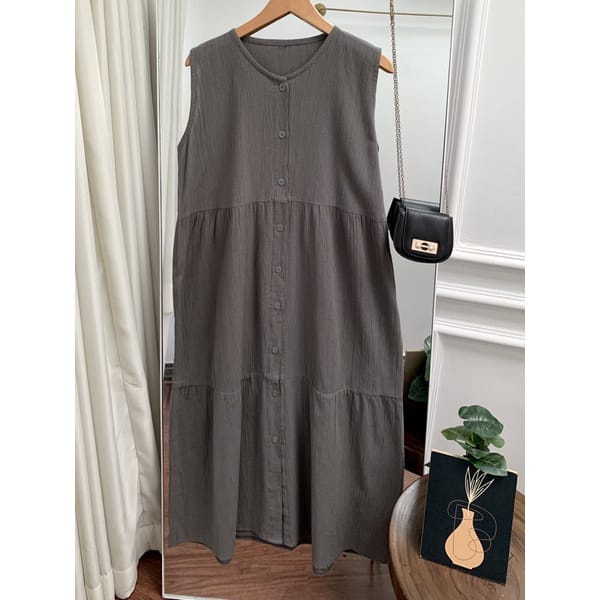 BEFAST - ZEC OOTD WANITA DRESS VENC / Calista Midi Dress CRINCLE / Dress Maxy Busui Wanita Terbaru / Pakaian Casual Wanita / Outfit Wanita Style Hijab / Fashion kekinian Remaja ABG Kondangan/Pesta / Dress Polos Elegan / Terlaris