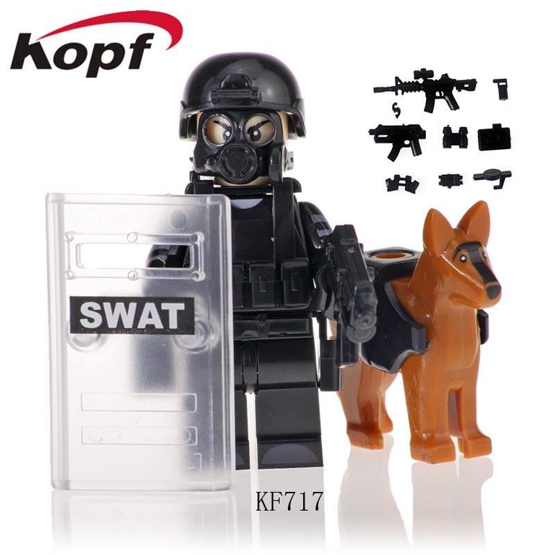 Blok Bangunan Khusus Polisi Minifigures Police Team Dog Mini Angka Mainan Rakitan Anak Hadiah Ulang Tahun