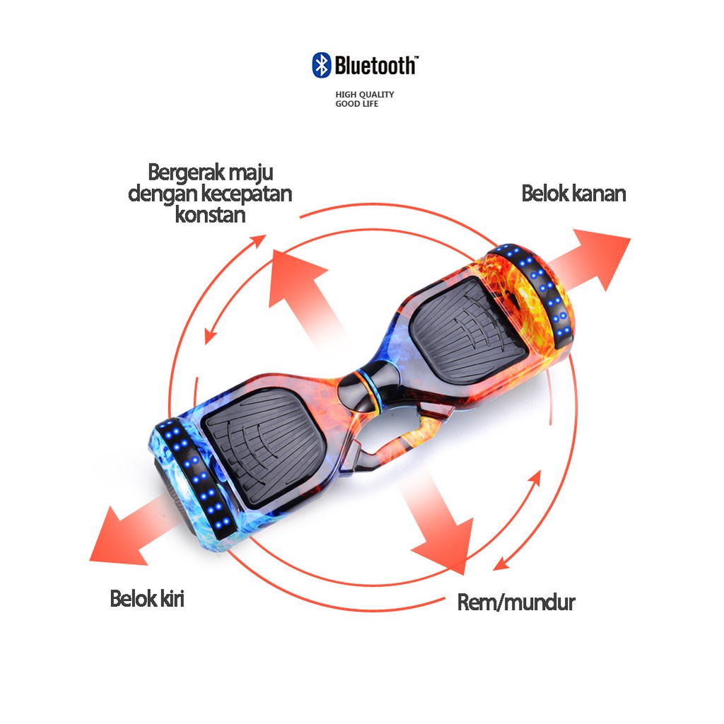ebuy【Produk baru】Smart Balance Wheel 10 Inch / LED Light Self Balancing 2 Wheel Scooter with Bluetooth Speaker Hoverboard  / GRATIS 6 set alat pelindung
