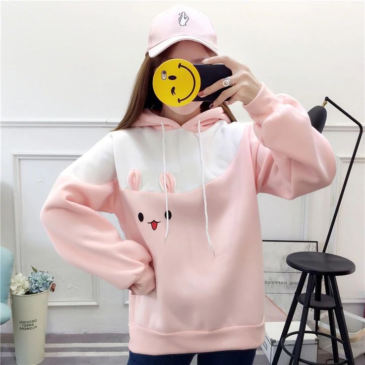 Hoodie Wanita Korean Fashion RABBIT COMBIE Sweater Jumper Lucu Style Terkini Outfit Kece