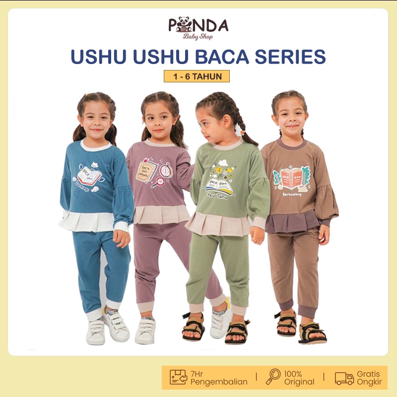 Ushu Ushu Baca Series Setelan Anak Perempuan - Setelan Stelan Baju Kaos Set Anak Perempuan Cewek 1 2