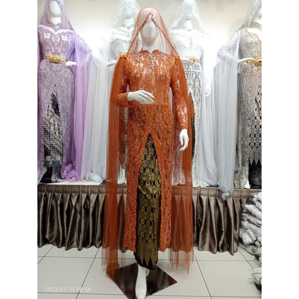 kebaya akad nikah warna full Payet sematakai satu set rok)