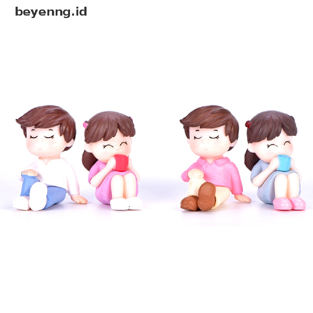 Beyen 2pcs/set Boneka Pecinta Mini Model Figure Pemandangan Peri Taman Ornamen ID