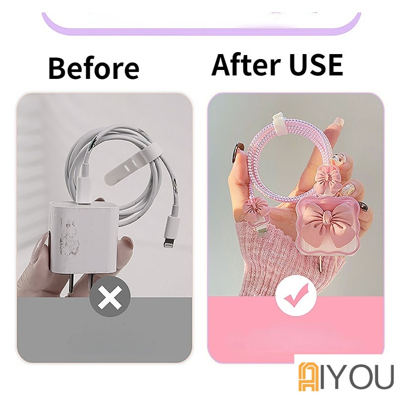 kabel data c Pelindung Kepala Kabel Charger USB Tipe C 20W / 18W Motif Kartun Untuk IP 14 13 12 11 Pro Max