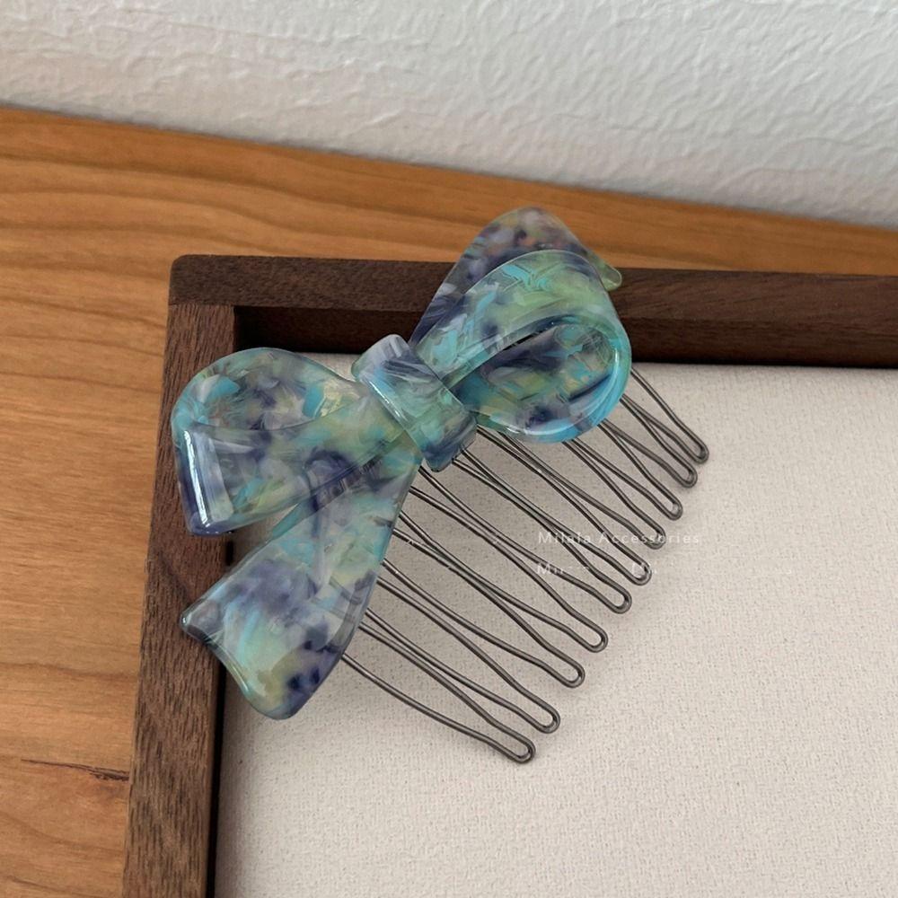 AUGUSTINA Wanita Sisir Rambut Trendi Vintage Aksesoris Rambut Tanpa Jejak Jepit Rambut Tetap Poni Ikatan Simpul Jepit Asam Asetat Hair Clips
