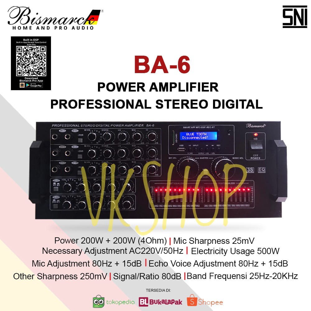 Amplifier Karaoke Bismarck BA 6 Original Bluetooh - USB / Bismarck BA6 / Bismarck BA-6