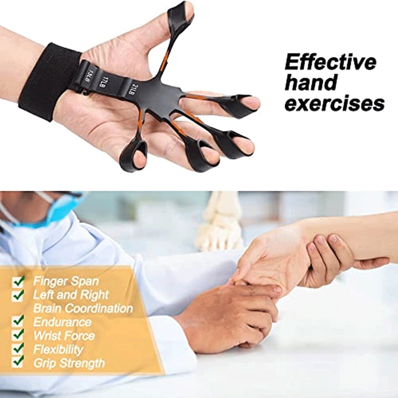 2pcs Finger Gripper Silikon Finger Berolahraga Trainer Dengan 6tingkat Tahan Untuk Pemain Gitar Dengan Penguat Band Tangan