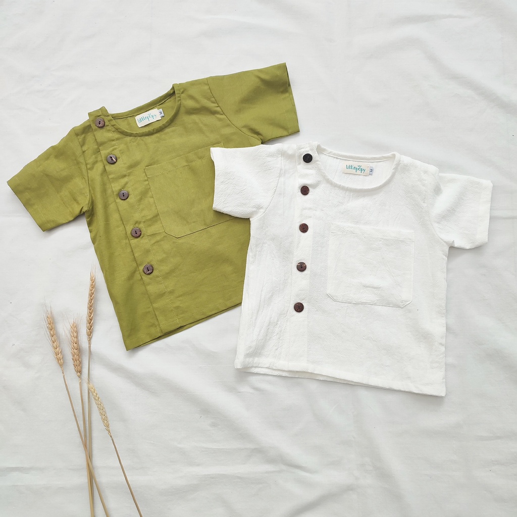 Littlepopy RYUJI Linen Top - Baju Kemeja Korean Anak Laki-laki Linen Atasan Korea Cowok