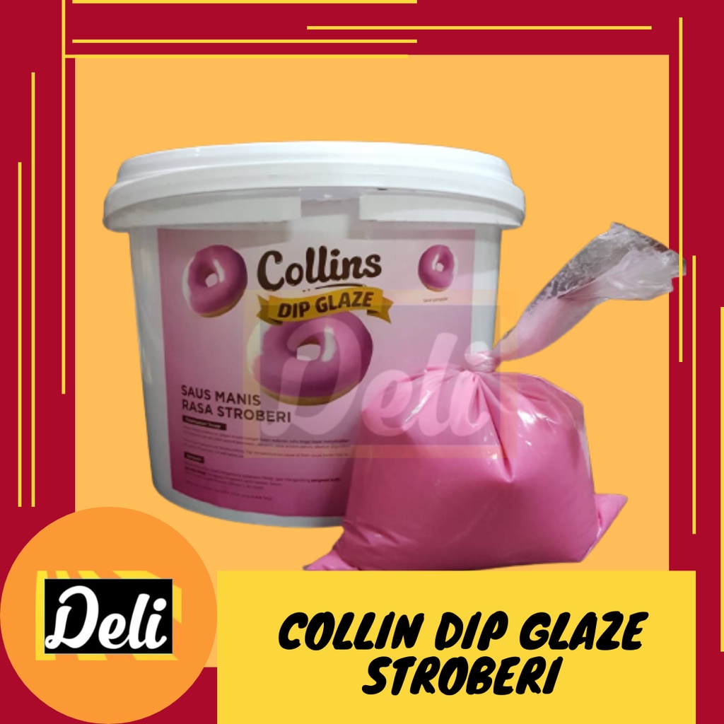 

COLLINS Dip Glaze Strawberry/Stroberi Repack Timbangan 500gr / Glaze Collins Strawberry/Stroberi