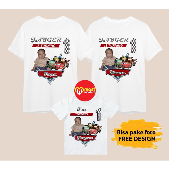 Baju Couple Keluarga Kaos Family Ulang Tahun Motif Cars CS1 - 2