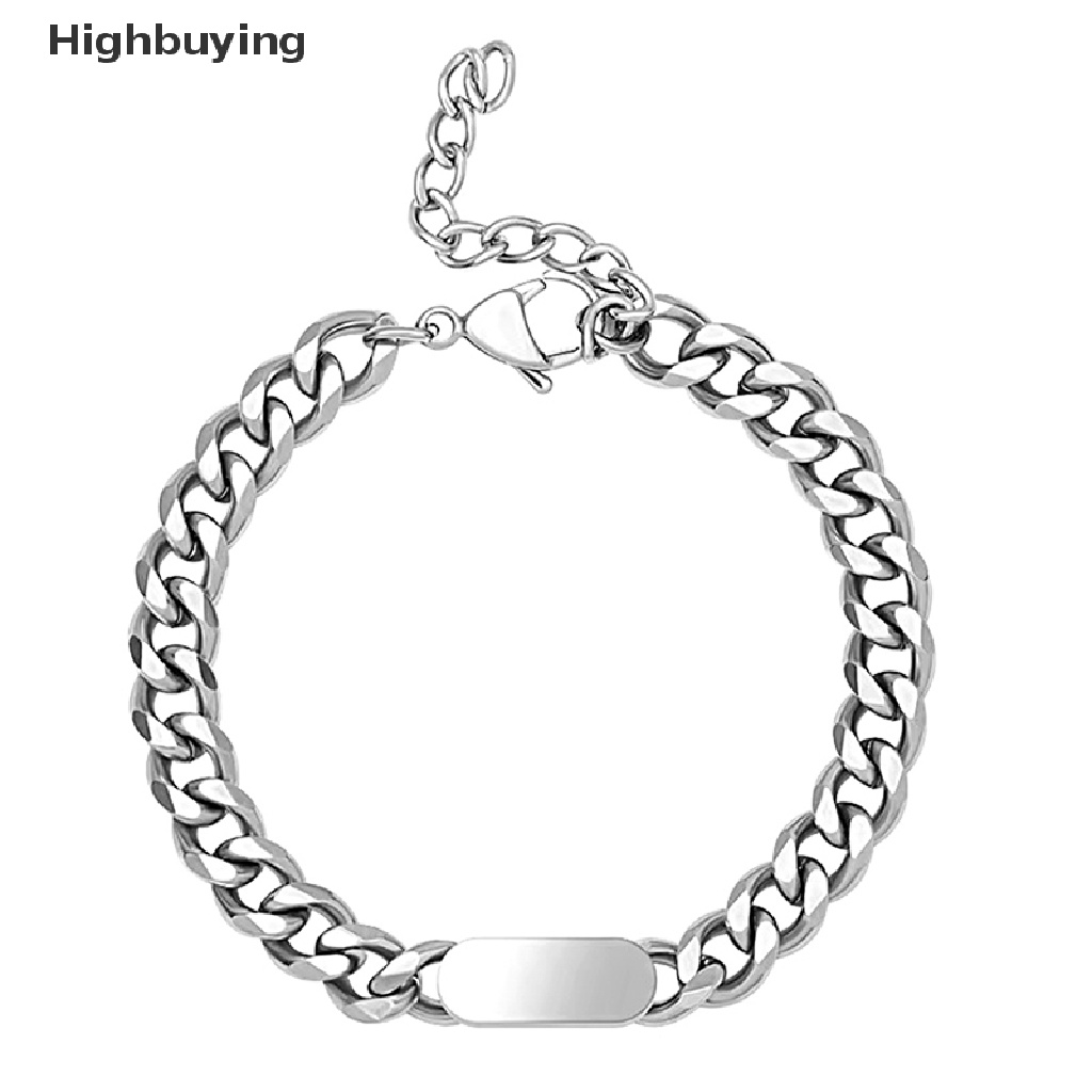 Hbid Minimalis Hip Hop Logam Gelang Untuk Wanita Pria Baja Titanium Liontin Tebal Curb Link Rantai Gelang Bangles Hip Hop Streetwear Fashion Perhiasan Glory