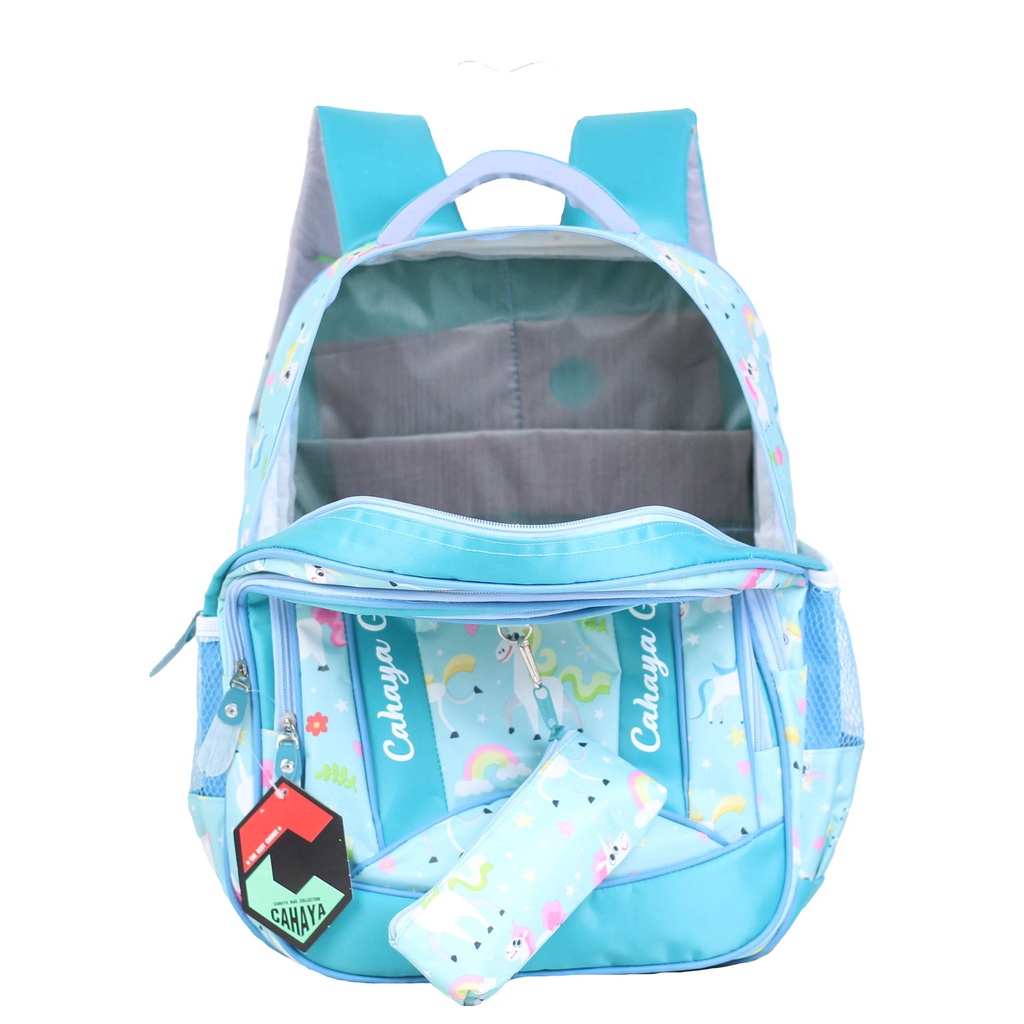 Tas Anak Perempuan Cahaya Unicorn Pony Muat Buku Tema LKS Bonus Tempat Pensil Lucu Backpack Anak SD SMP Bahan Impor Motif Printing Tidak Luntur Premium Kapasitas Besar Tas Anak Cahaya