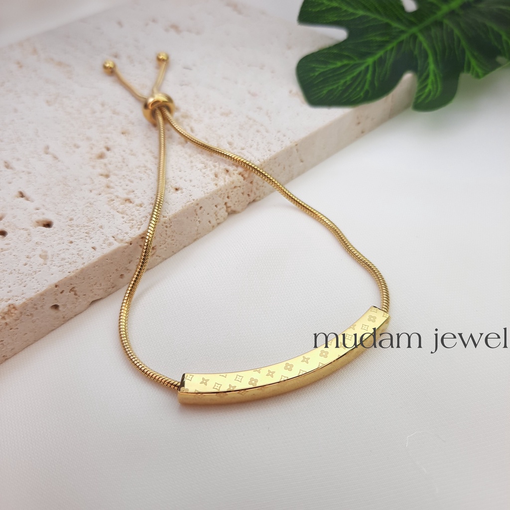 Gelang Serut  Model Smile L* Simple dan Elegan Tersedia Warna Rose Gold, Gold dan Silver