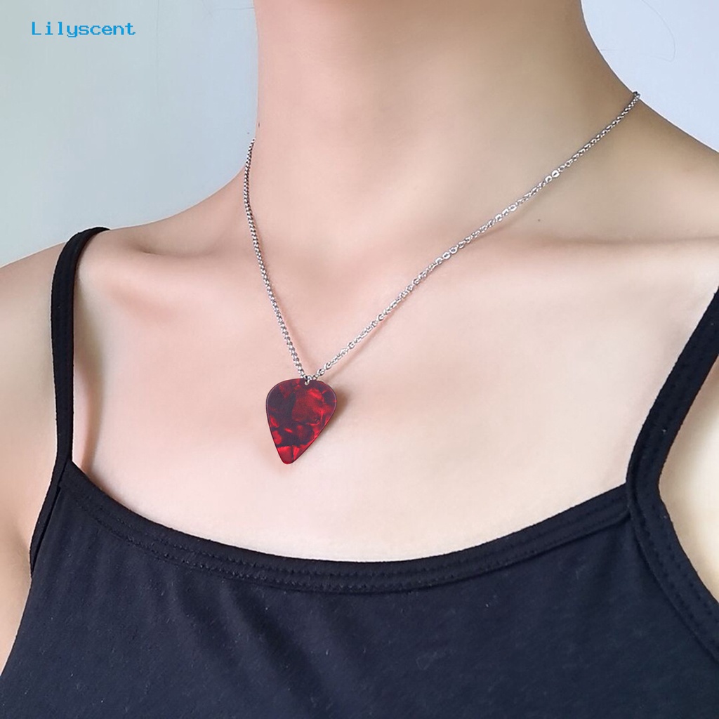 [LS] Unisex Kalung Bentuk Hati Permata Imitasi Geometris Vibrant Semua Cocok Dekorasi Hadiah Wanita Pria Pick Gitar Liontin Kalung Perhiasan Untuk Club