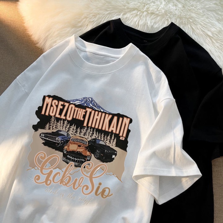 RDGF official shop 2023 versi Korea baru  kemeja leher bulat pakaian sederhana Kaos pria kaos hitam oversize PRIA &amp; WANITA (UNISEX)