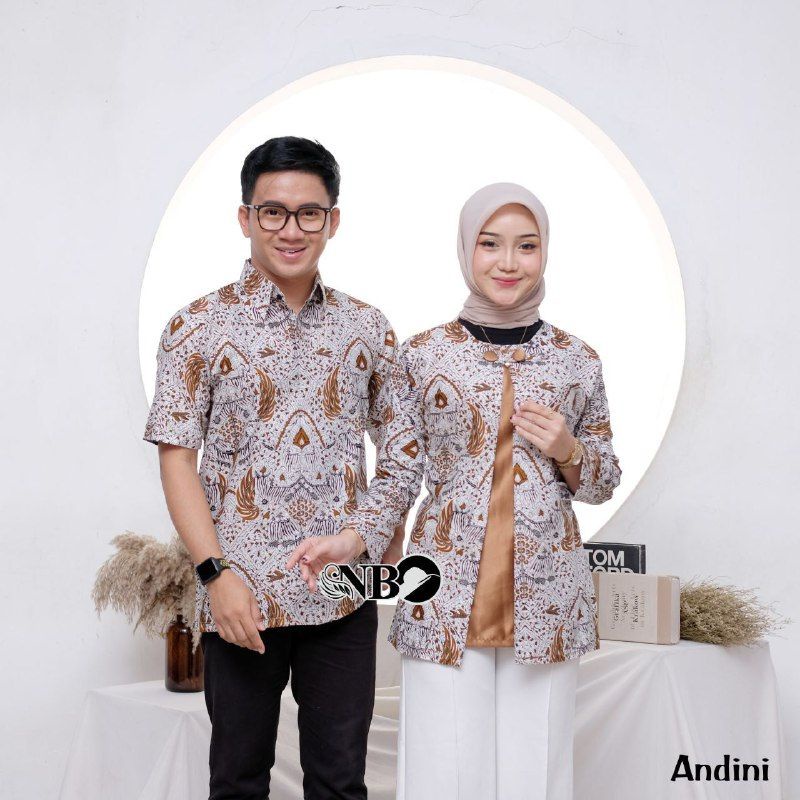 Couple Batik Andini Blouse Modern Kombinasi Bolero Hem Batik Modern