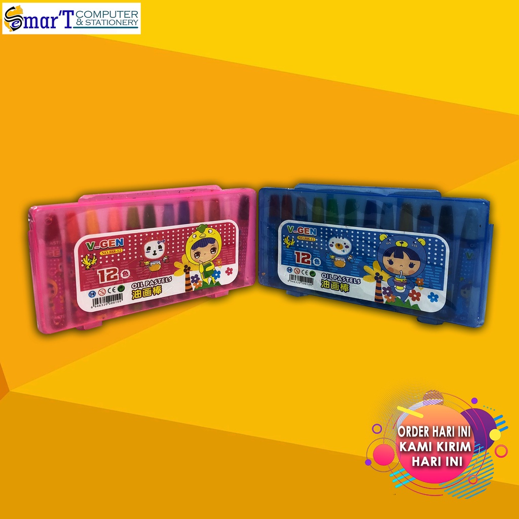 

Crayons / Krayon Oil Pastel V-GEN 12 Warna