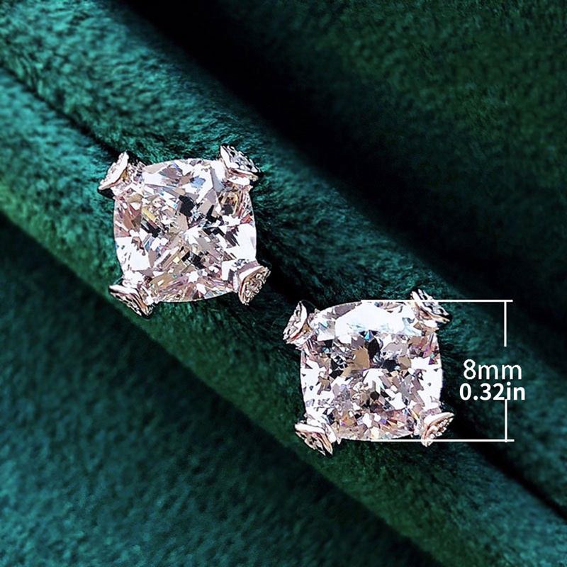 Indah Bantal Berbentuk Cubic Zirconia Anting Stud Untuk Wanita Kristal Fashion Perhiasan Perempuan Serbaguna