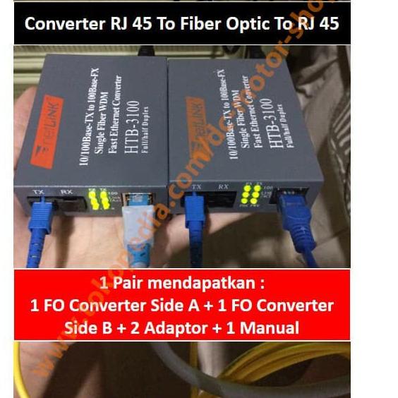 ▲ 1 Pair 100 Mbps Fiber Optik  Media Converter Optic / FO Converter RJ45 HTB3100 HTB-3100 ❊