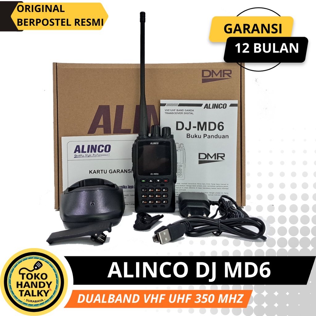 HANDY TALKY ALINCO DJ-MD6 MD6 DMR DIGITAL ANALOG DUALBAND VHF UHF 350 Mhz NEW ORIGINAL GARANSI RESMI POSTEL