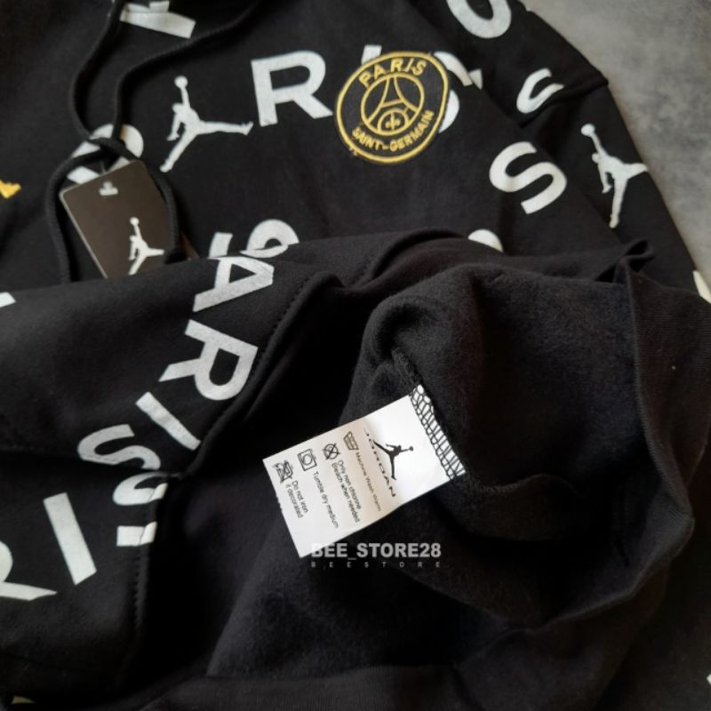 SWEATER HOODIE JORDAN PARIS PSG FULL PRINT HITAM FULLTAG &amp; LABEL