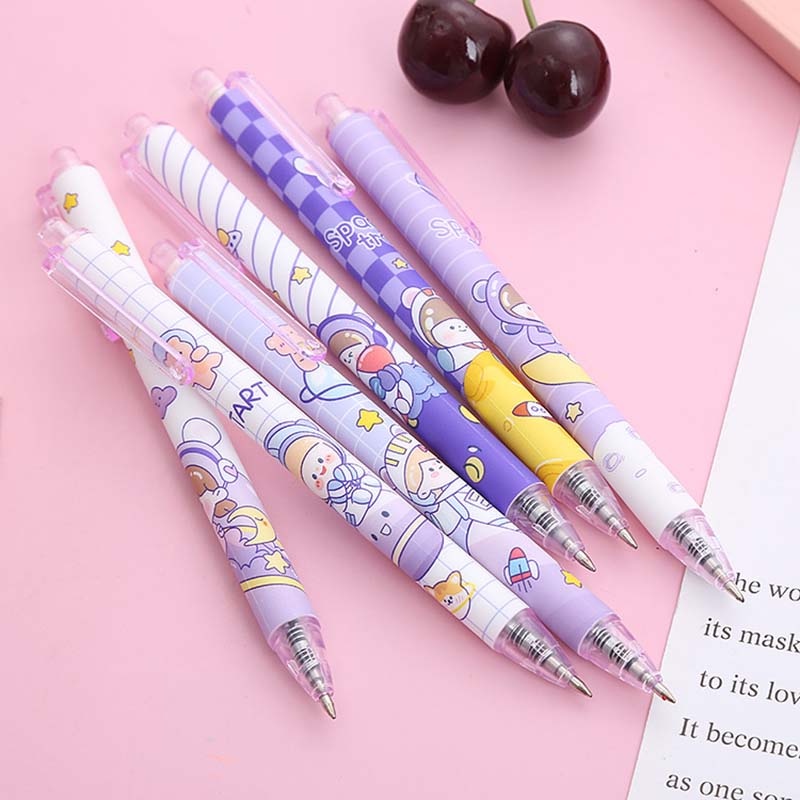 1 Pc Kawaii Lucu Press Pen Kartun Ungu Planet 0.5 mm Hitam Tinta Gel Pulpen Mahasiswa Tulis Alat Tulis Kantor Perlengkapan Sekolah