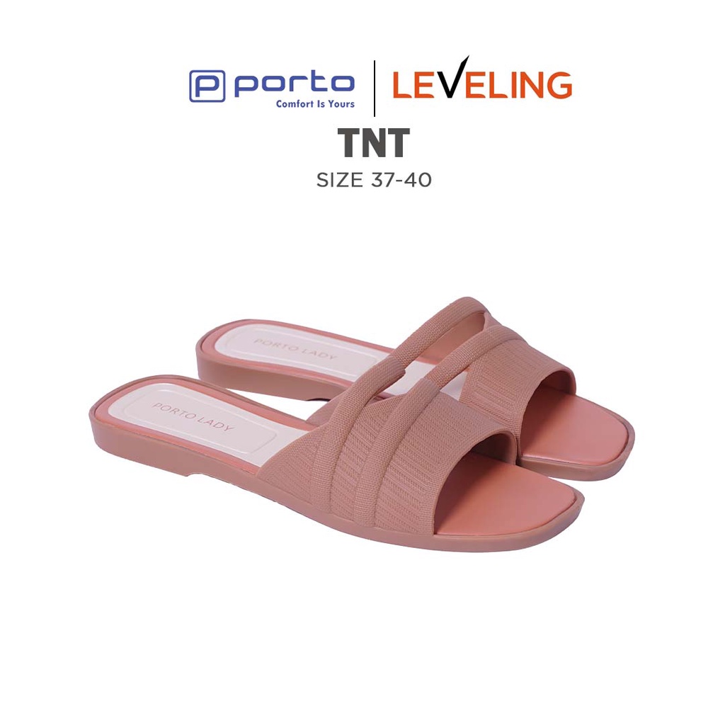 TNT - Porto Leveling Sandal Selop Wanita Korea Flat Karet Nyaman Empuk Casual Anti Slip Porto Lady Terbaru