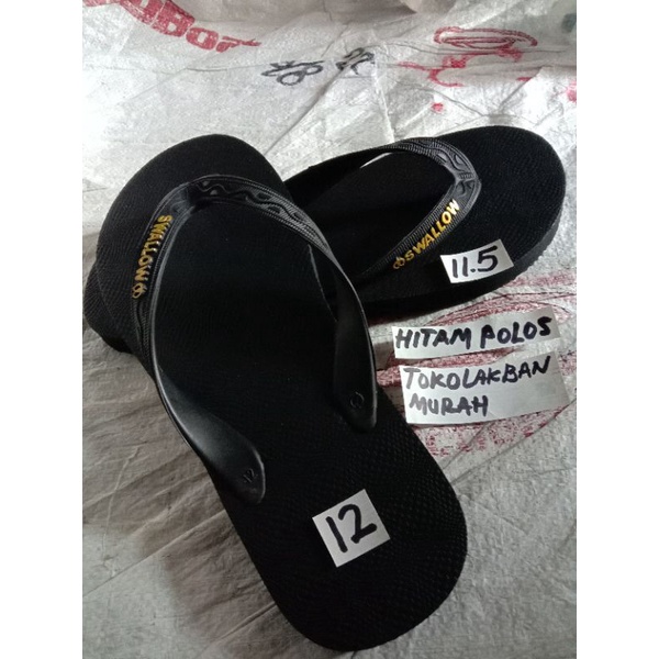 sandal jepit swalow hitam polos no 11 / 11,5 / 12 ( 44,5 / 45 ) jumbo