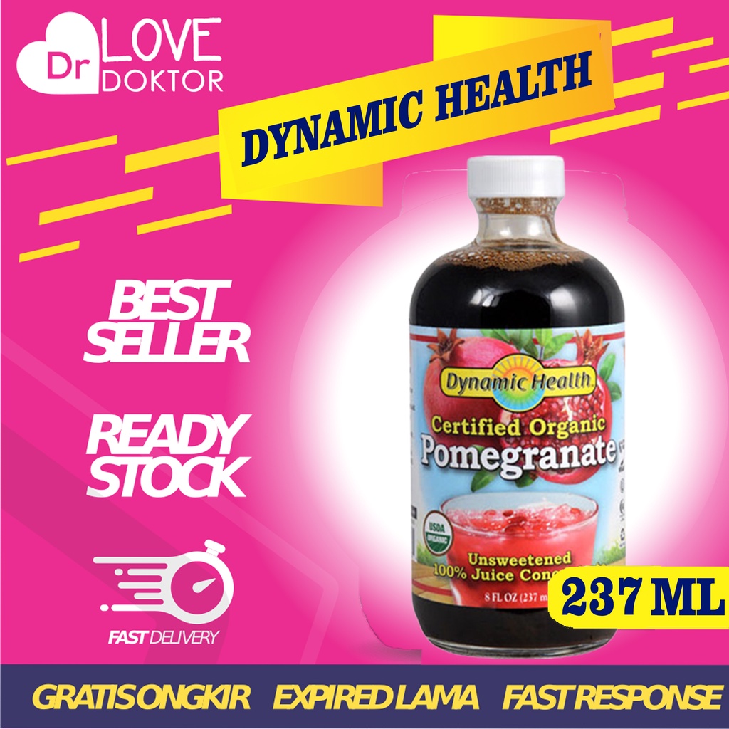 

DYNAMIC HEALTH CERTIFIED ORGANIC POMEGRANATE UNSWEETENED 100% JUICE CONCENTRATE KOLESTEROL 237 ML