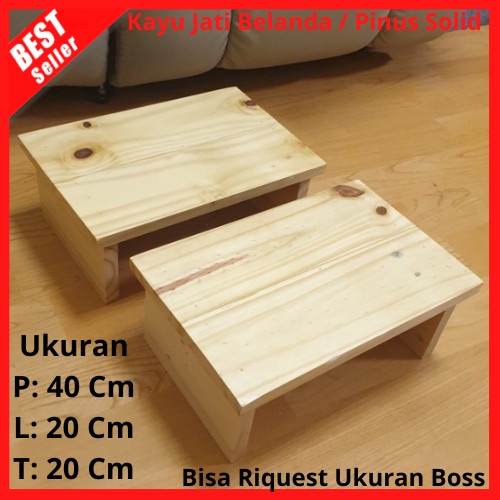 Terlaris Jengkok Kayu / Dingklik Pendek / Kayu Jati Belanda Ukuran Panjang 40Cm