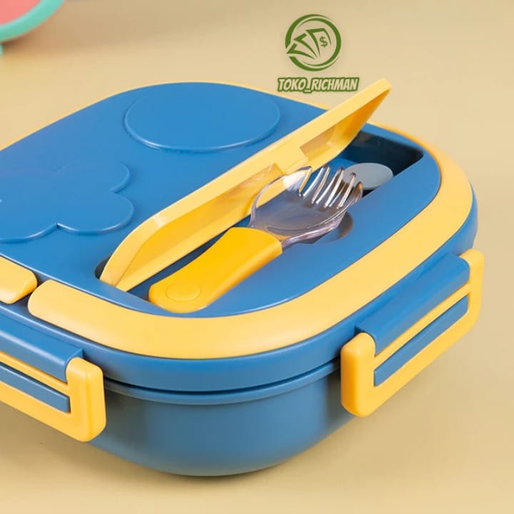 Kotak makan anak anti tumpah 3 sekat Luch Box Tedemei robot 550ml