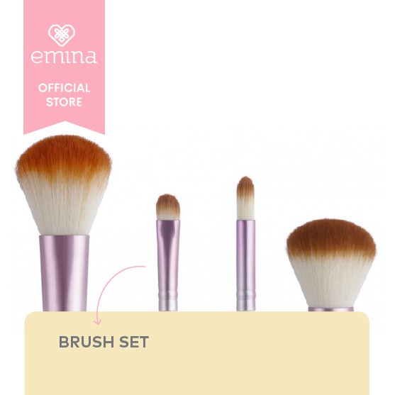 Emina Brush Set - Set Kuas Make Up Sintetis, Travel-Friendly