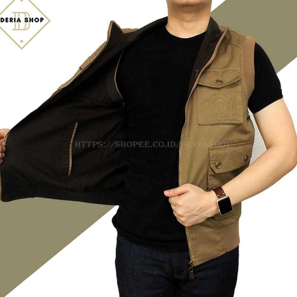 TERPERCAYA Jaket / Rompi Bolak Balik / Jeep / Bahan / Kanvas / Import / Katun / Pria / Cowok / Cowo 