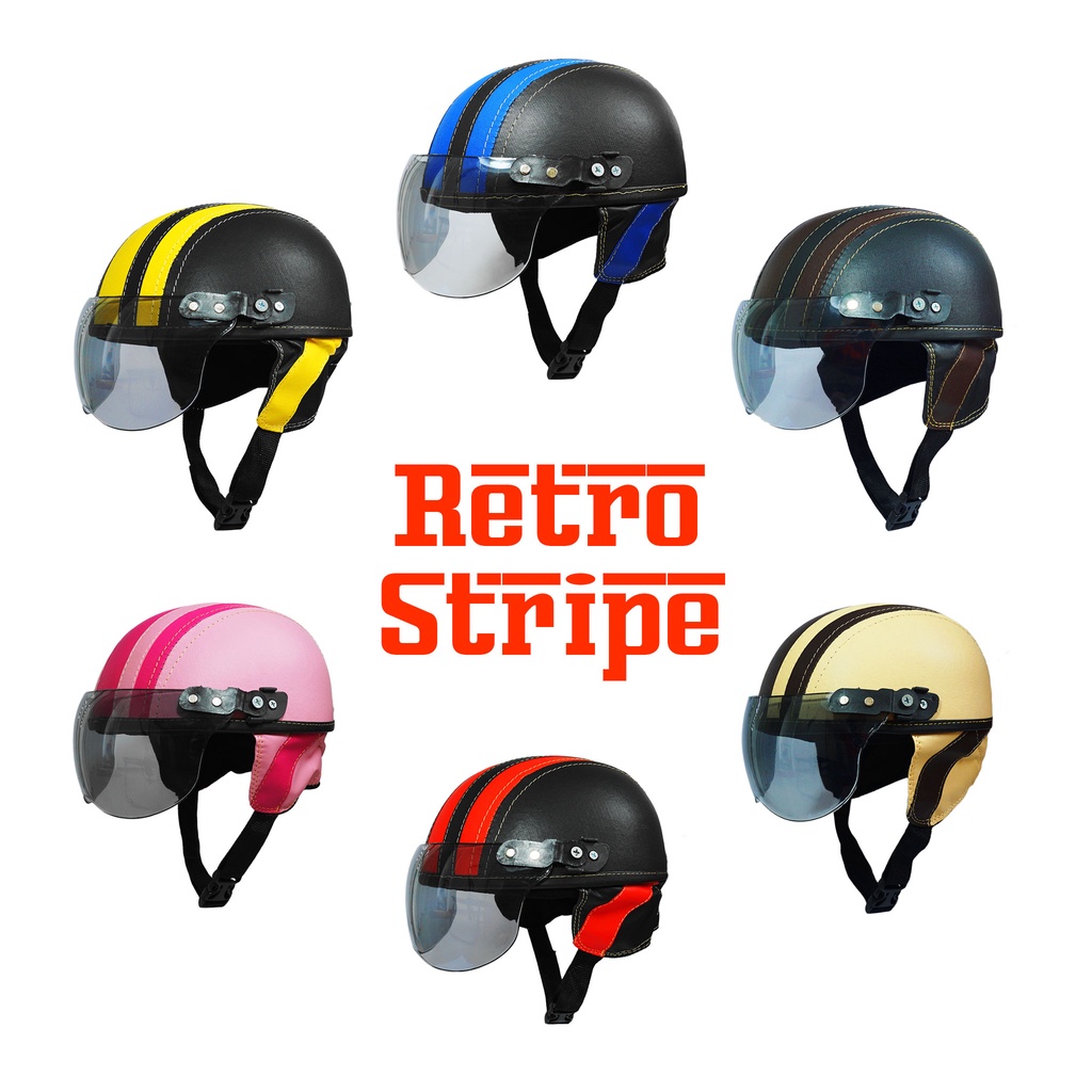 Helm Anak Retro Stripe Garis