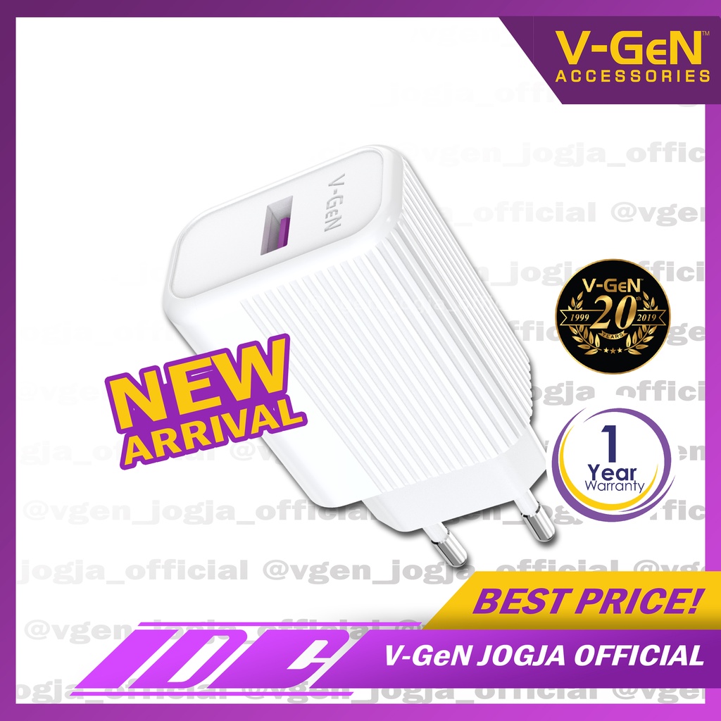Travel Charger V-GeN VTC1-25 18W QC3.0 Auto ID Fast Charger