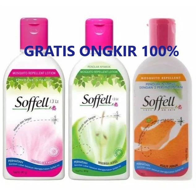 Soffell Botol Lotion Anti Nyamuk Geranium Jeruk Apel Bengkoang 80ml