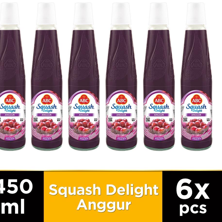 

℮ ABC Sirup Squash Delight Anggur 450 ml - Multi Pack 6 pcs ❀