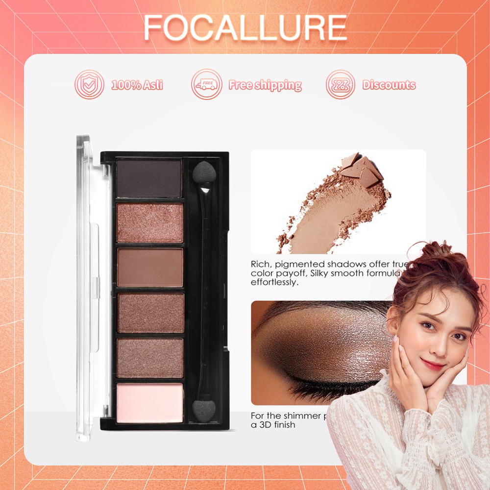 FOCALLURE Colors Nude/Smoky Eyeshadow Palette Kosmetik Alis High Pigment And Smooth Powder Long Lasting Untuk Mata High