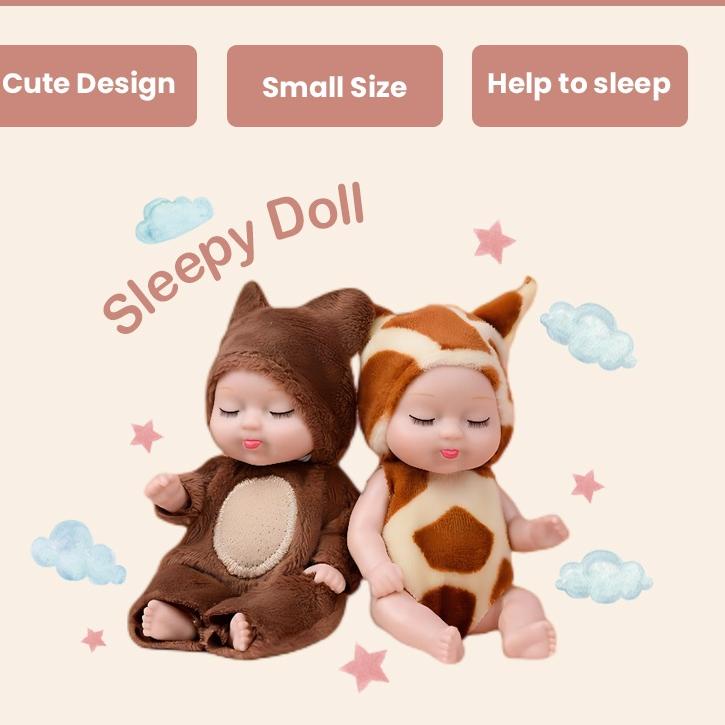 ◄ SOOKA Mainan Boneka Bayi Super Mini Reborn/Newborn Perempuan Tidur Mini Lucu Mirip Asli Ukuran 11 