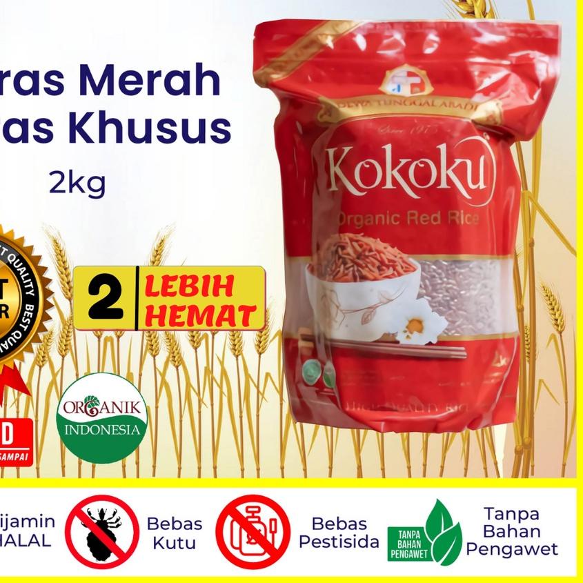 

☇ Beras Online - Beras Merah ORGANIC 2kg Vacuum Kokoku HALAL ✩