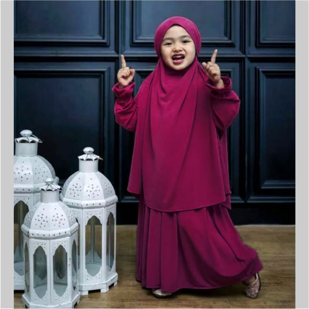 FenishaStore Gamis Anak Perempuan French khimar Ratimah Set Usia 3-5 Tahun Bisa Bayar Ditempat COD