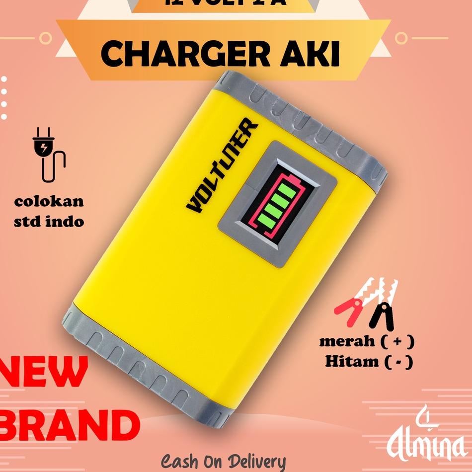 Get Promo CHARGER AKI 2A 12V MOTOR MOBIL KABEL INDONESIA CASAN AKI ACCU ALAT CAS AKI MOTOR MOBIL 12V