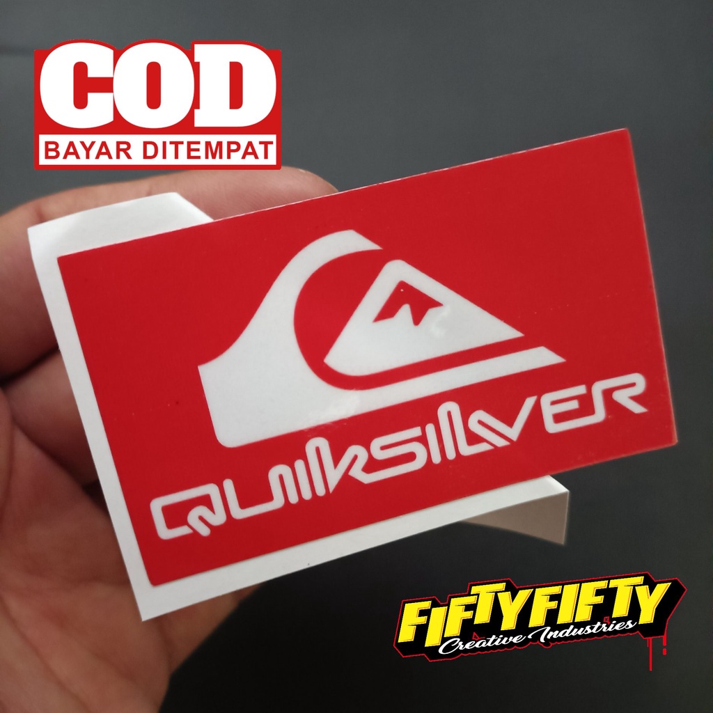 Stiker Print Cut QUIKSILVER Stiker Printing Laminasi Glossy Stiker Motor Mobil Helm Sudah Membentuk Pola Desain