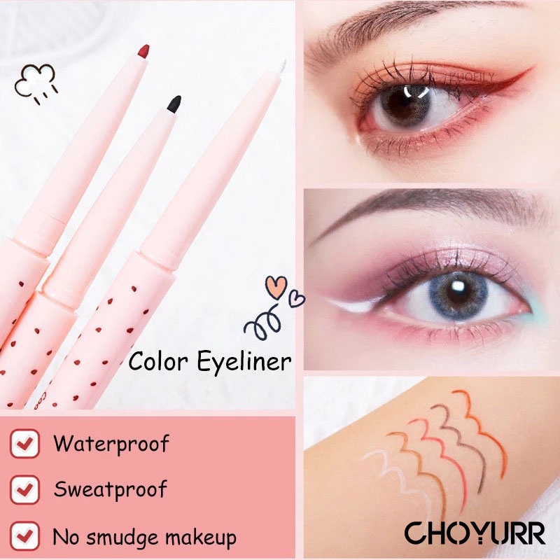 【COD】Eyeliner Waterproof Pearlescent Cerah Berbaring Ulat Halus Non-Smudge Ultra-Fine Waterproof Non-Dizzy Eyeliner Pen-CH